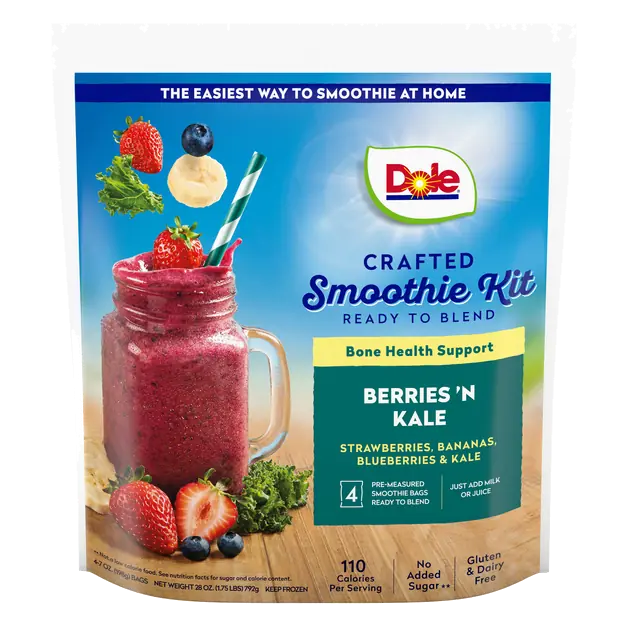 Crafted Bone Health Berries & Kale Smoothie Kit - 4 ct Frozen