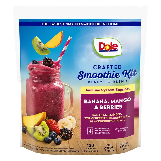 Crafted Immune System Banana Mango Berries Smoothie Kit - 4 ct Frozen