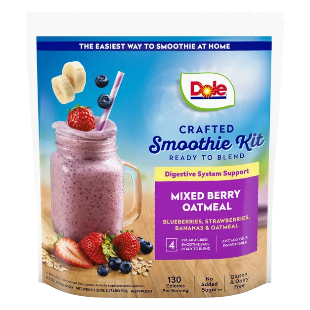 Crafted Mixed Berry Oatmeal Smoothie Kit - 4 ct Frozen