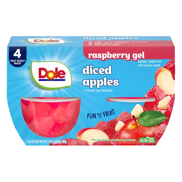 Diced Apples in Raspberry Gel Cups - 4 ct