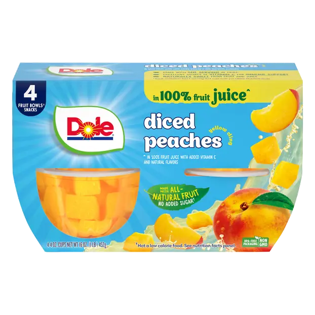 Diced Peaches Fruit Cups in Juice - 4 ct