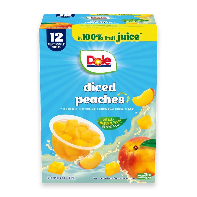 Diced Peaches in 100% Fruit Juice 12 - 4 oz Cups