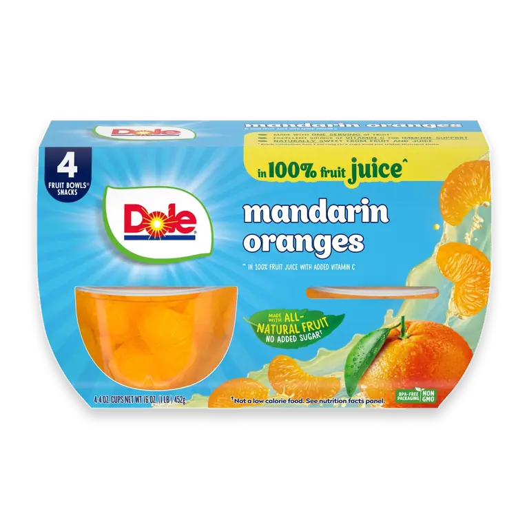 Fruit Bowls Mandarin Oranges In 100% Fruit Juice Cups
