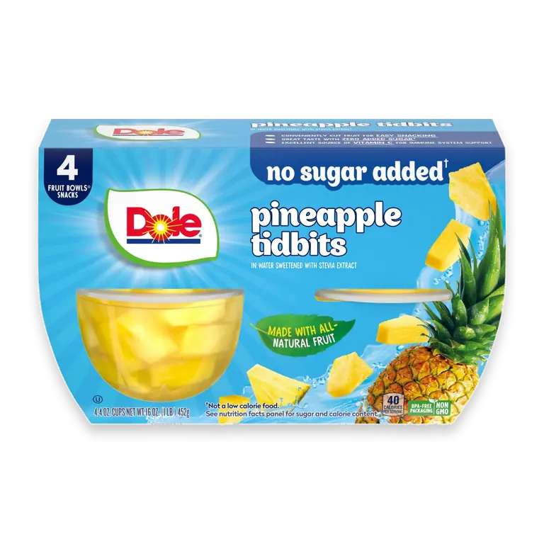 Fruit Bowls Pineapple Tidbits With No Sugar Added Cups