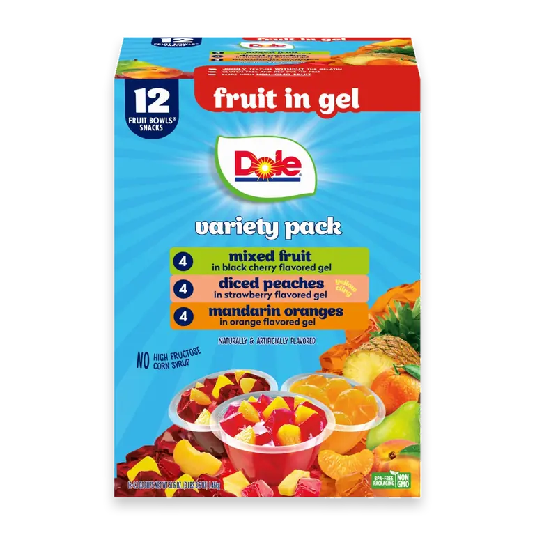 Fruit in Gel Fruit Bowls Snacks Variety Pack 12 - 4.3 oz Cups