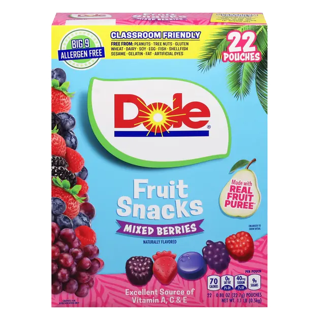 Dole Mixed Berries Fruit Snacks 22 - 0.80 oz Pouches