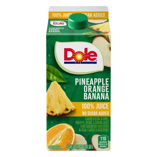 No Sugar Added 100% Pineapple Orange Banana Juice