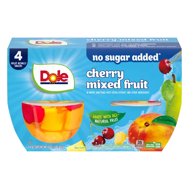 No Sugar Added Cherry Mixed Fruit Cups in Stevia Sweetened Water 4 ct