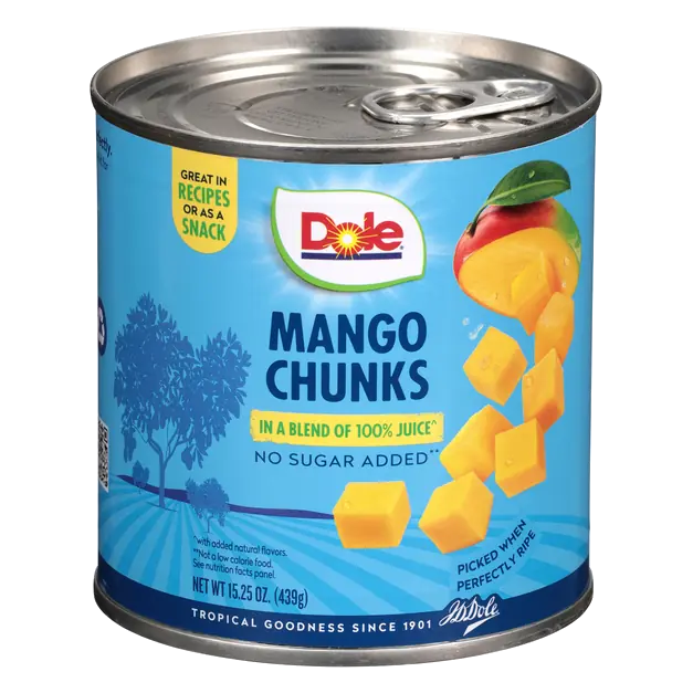 No Sugar Added Mango Chunks in a Blend of 100% Juice