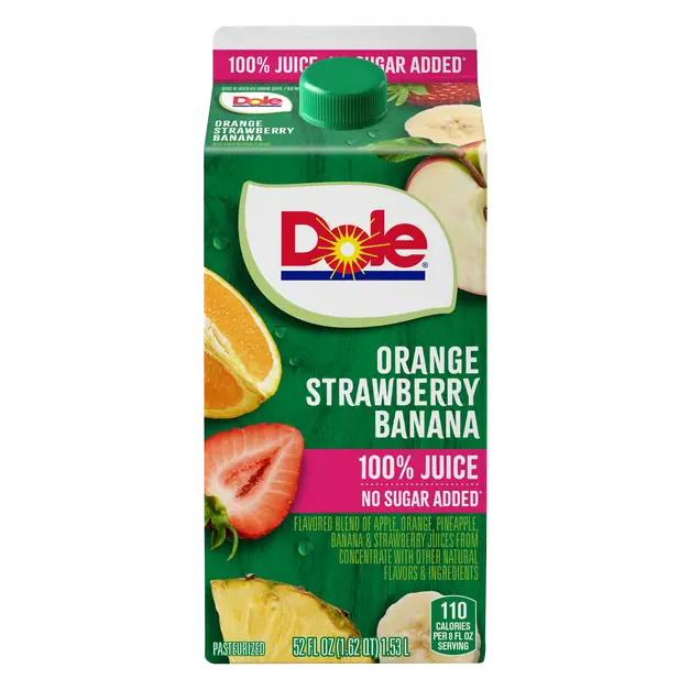 No Sugar Added Orange Strawberry Banana Juice