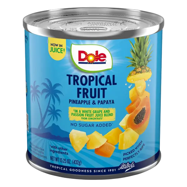 No Sugar Added Tropical Fruit Pineapple & Papaya in Juice Blend
