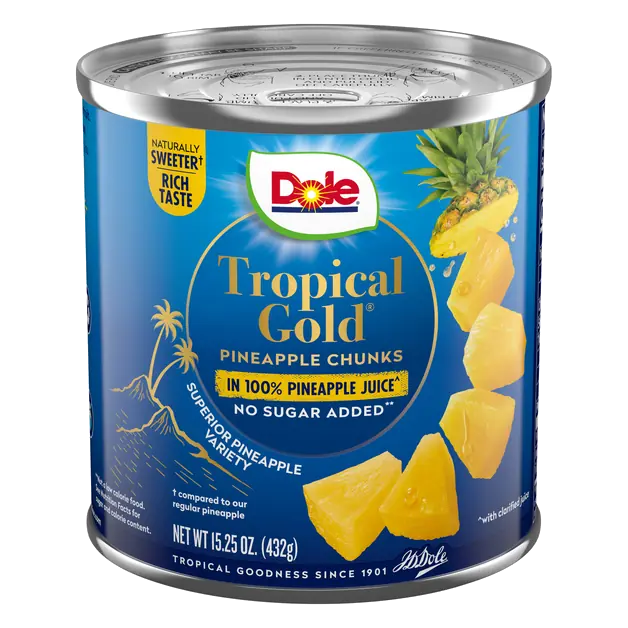 No Sugar Added Tropical Gold Pineapple Chunks in Juice