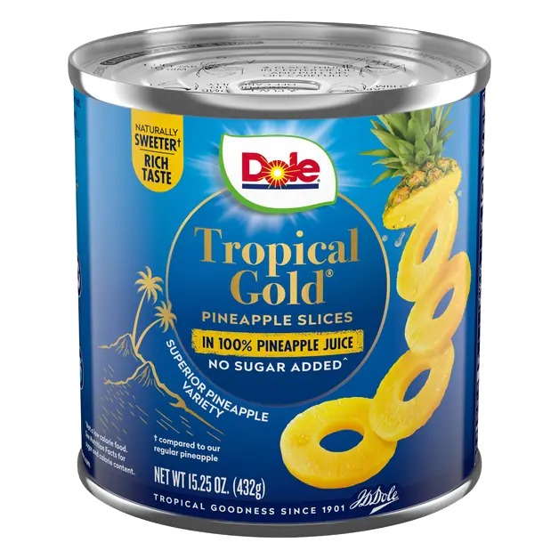 No Sugar Added Tropical Gold Pineapple Slices in Juice
