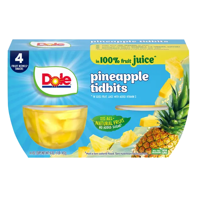 Pineapple Paradise Tidbits Fruit Cups in Juice - 4 ct