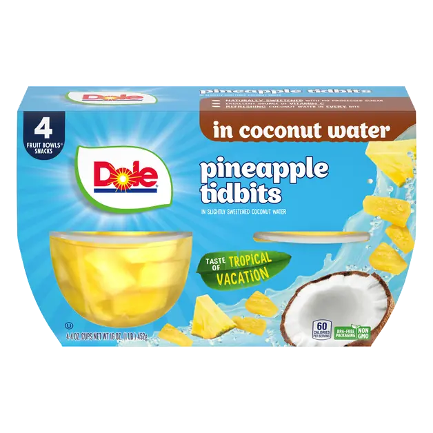 Pineapple Tidbits Fruit Cups in Coconut Water - 4 ct