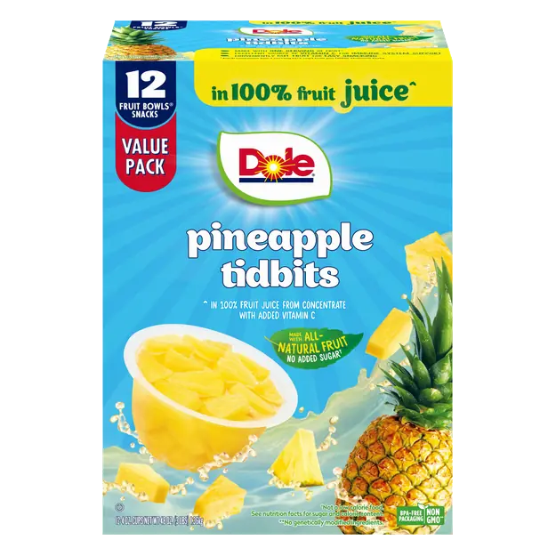 Pineapple Tidbits Fruit Cups in Juice - 12 ct