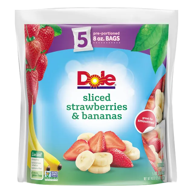 Sliced Strawberries & Bananas Pre-Portioned Bags - 5 ct Frozen