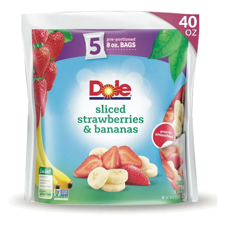 Sliced Strawberries & Bananas