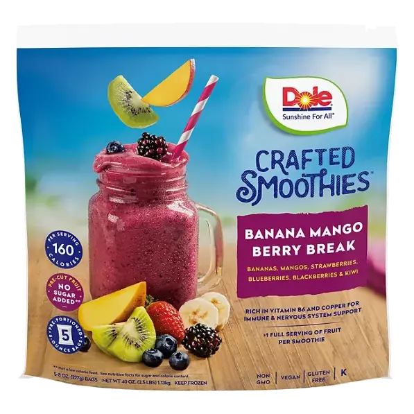 Smoothies, Crafted, Banana Mango Berry Break