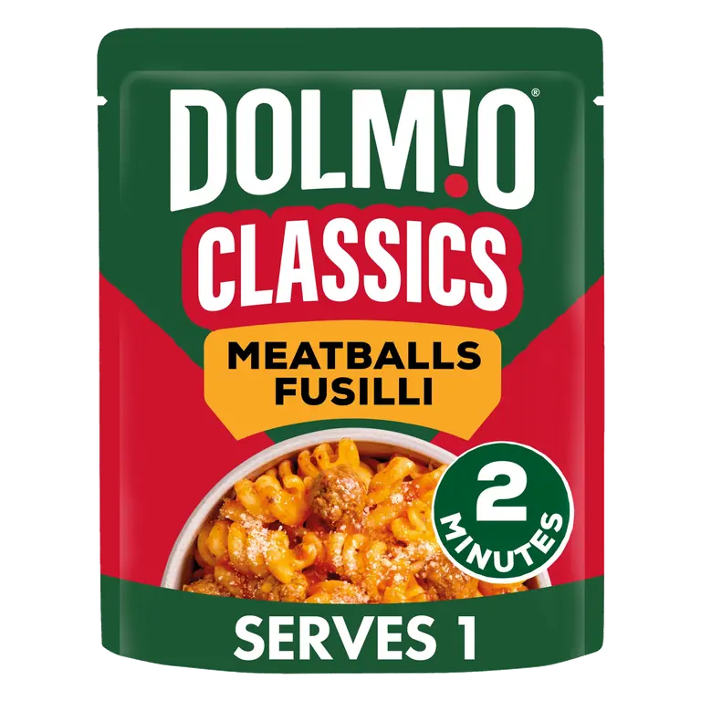 Dolmio Classics Meatballs Fusilli Microwave Instant Pasta Meal 250g