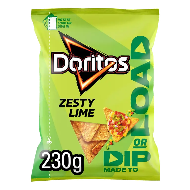 Dip or Load Zesty Lime Tortilla Chips Sharing Crisps 230g