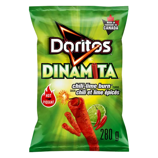 Dinamita Rolled Tortilla Chips Chile-Lime Burn 280 g