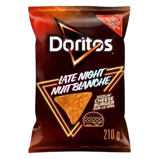 Late Night Sizzlin' Tortilla Chips Cheeseburger Flavoured 210 g