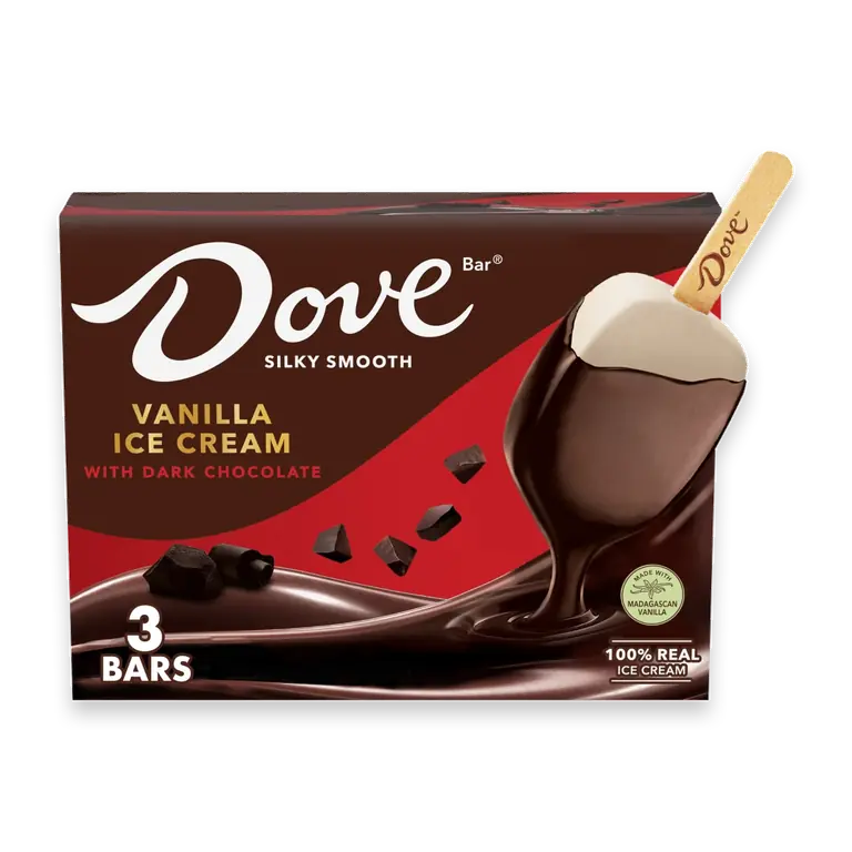 DOVE Vanilla Ice Cream Bars Coated With Dark Chocolate Individually Wrapped Dessert