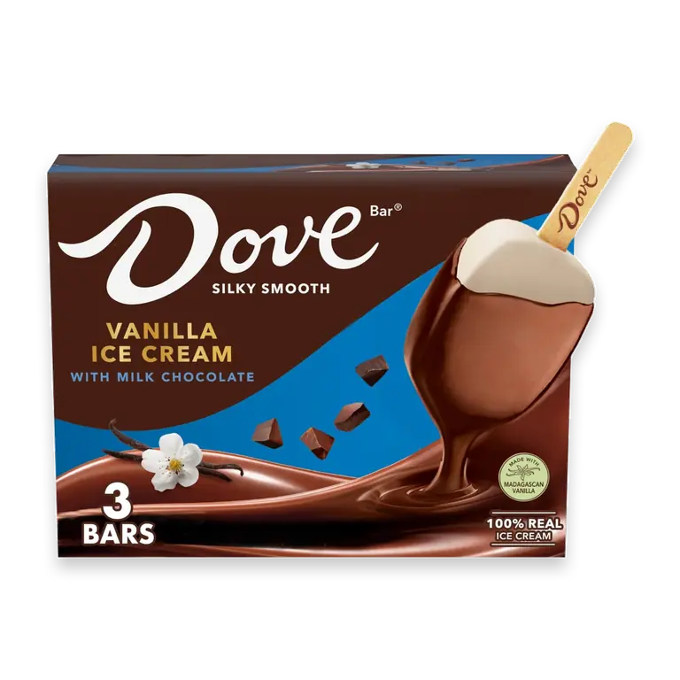 DOVE Vanilla Ice Cream Bars Coated With Milk Chocolate Individually Wrapped Dessert