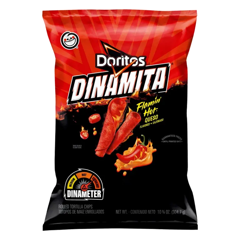 Dinamita Flamin' Hot Queso Rolled Flavored Tortilla Chips