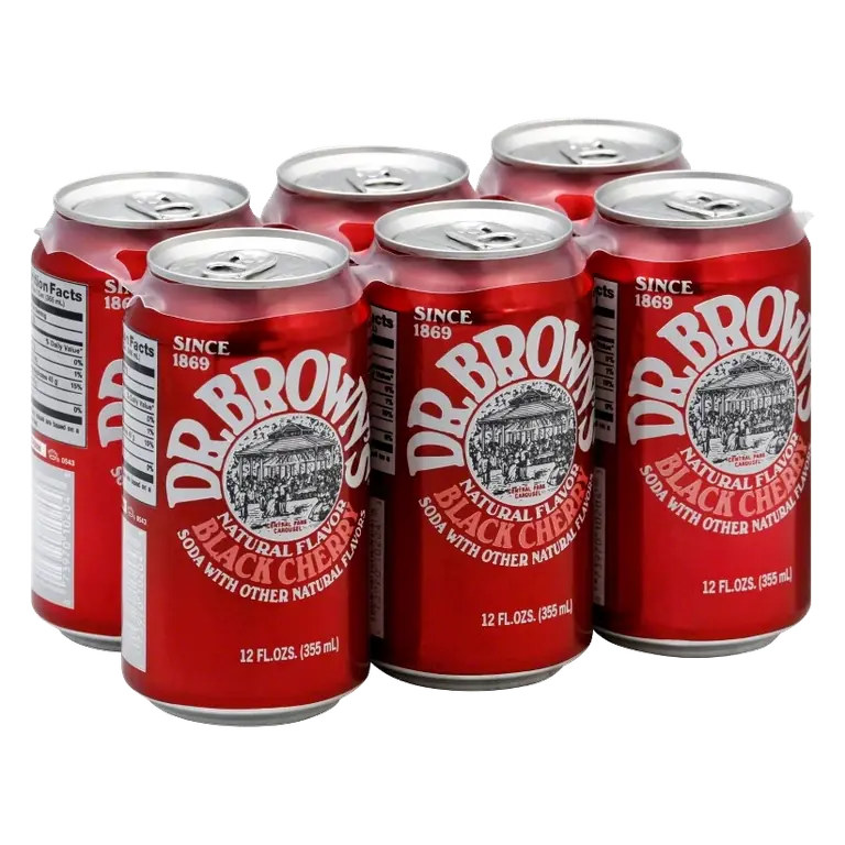 Dr. Brown's Soda Black Cherry Bottles, 6pk/12 fl oz: Non-Caffeinated