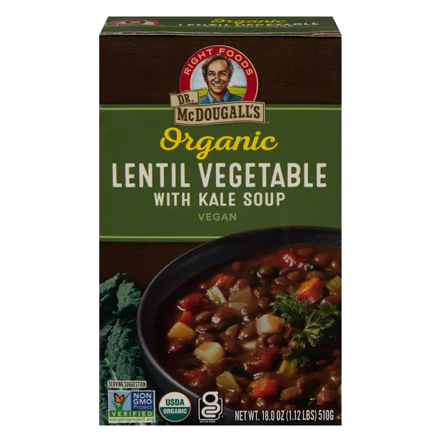 Organic Vegan Gluten Free Lentil Vegetable with Kale Soup