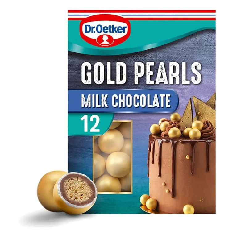 12 Milk Chocolate Gold Pearls Cake Decorations