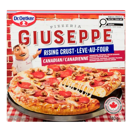 Giuseppe Pizzeria Frozen Pizza Rising Crust Canadian 740 g