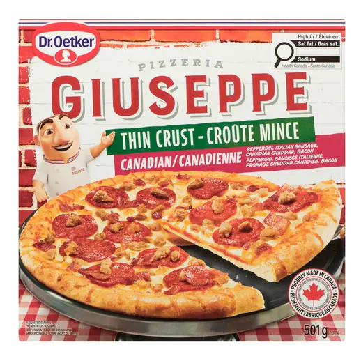 Giuseppe Frozen Thin Crust Pizza Canadian 501 g