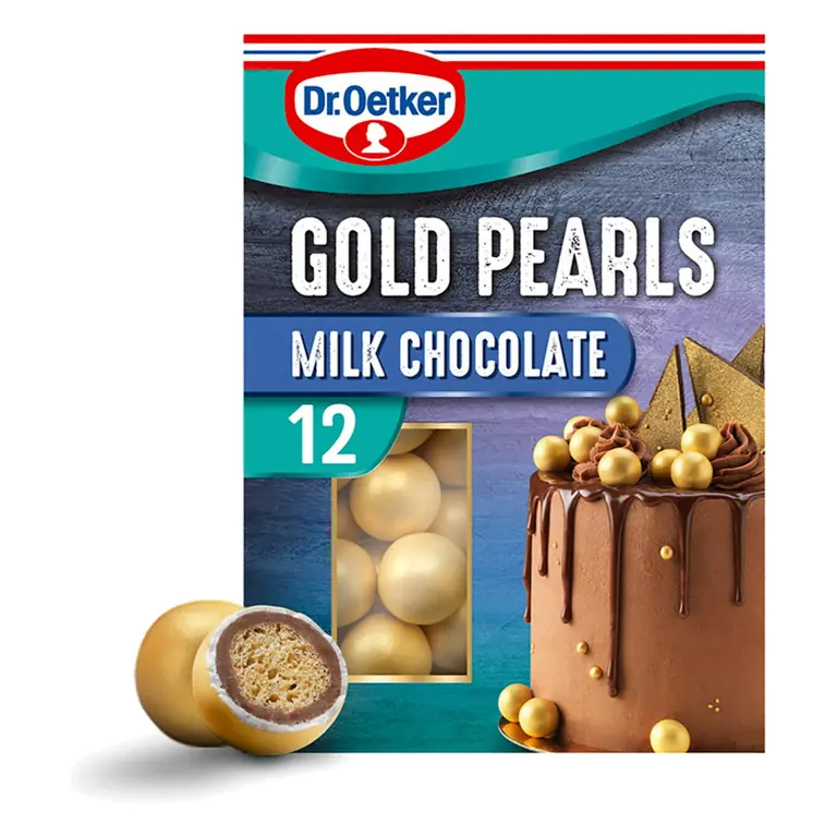 Milk Chocolate Gold Pearls Cake Decorations x12