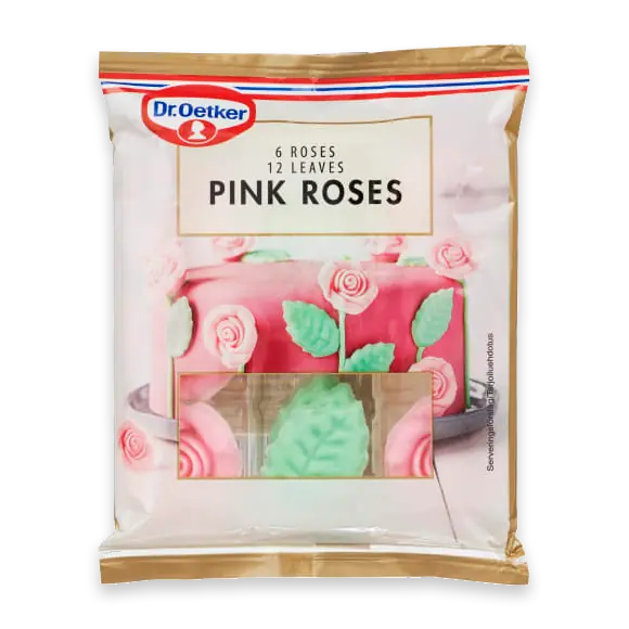 Pink Roses Sockerrosor med Blad Dekoration