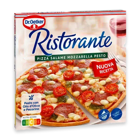 Pizza Salame Mozzarella Pesto Fryst