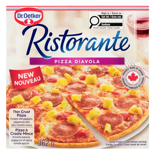 Ristorante Frozen Thin Crust Pizza Pickled Chili Peppers Spicy Tomato 362 g