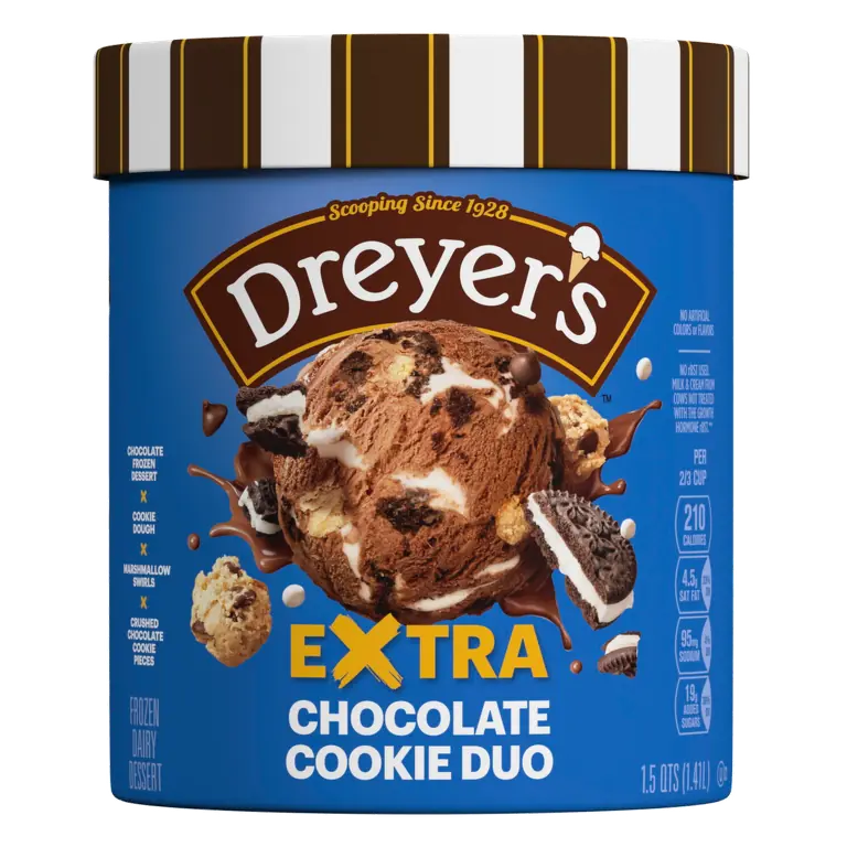 Cookie Cobblestone Chocolate Ice Cream, Cookie Dough, Marshmallow Swirls, Crushed Chocolate Cookie Pieces