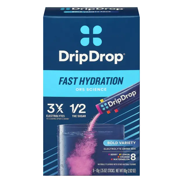 DripDrop Bold Variety Electrolyte Drink Mix, 8-0.35 oz Sticks
