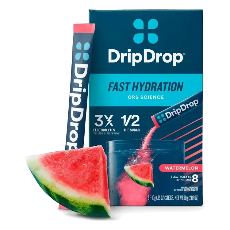DripDrop Hydration Powder Vegan Electrolyte Supplements - Watermelon - 0.35oz/8ct