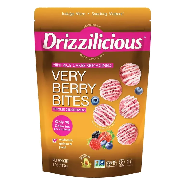 Drizzilicious Very Berry Drizzled Mini Rice Cakes, 4oz: Keto Certified, Organic, Vegan