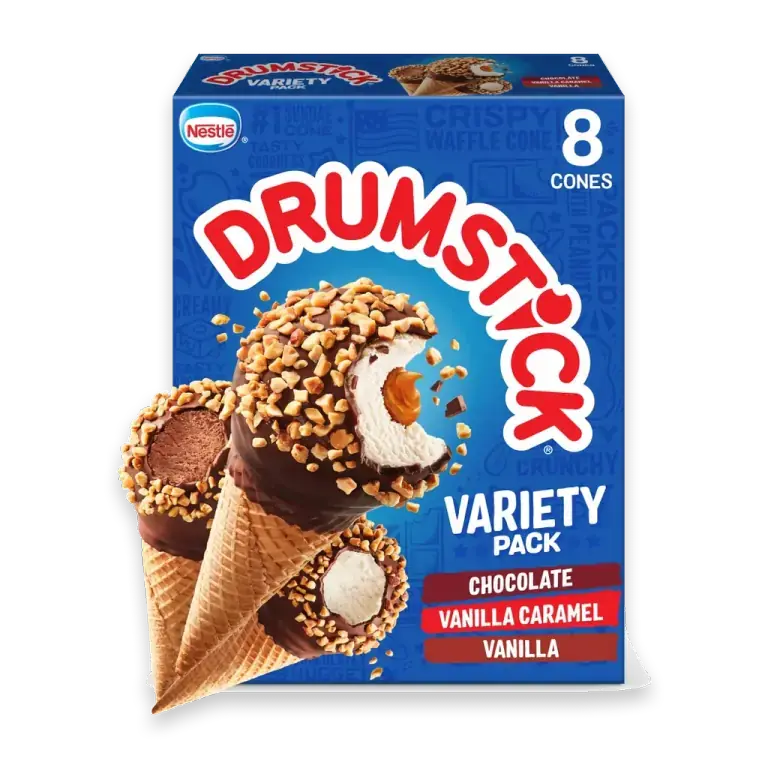 Chocolate, Vanilla, Vanilla Caramel Cones Variety Pack, 8 Count