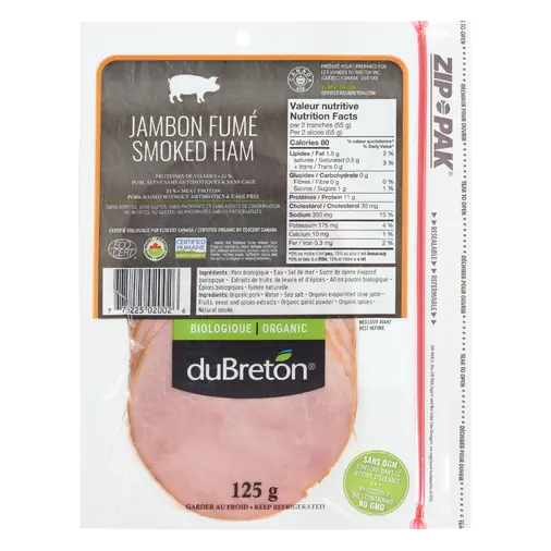Organic Ham Smoked 125 g