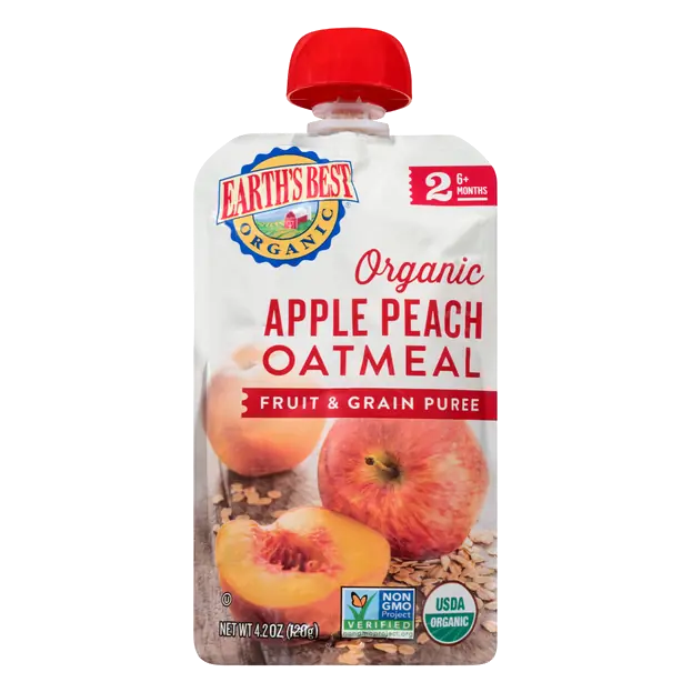 Organic 2 Baby Food Apple Peach Oatmeal Puree