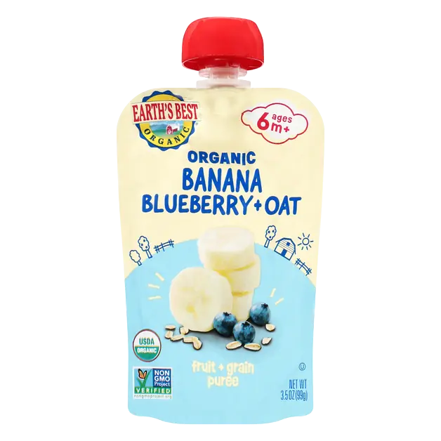 Organic 2 Baby Food Banana Blueberry & Oat Breakfast Puree