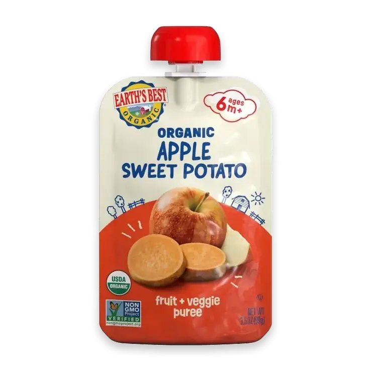 Organic Baby Food Pouches, 6+ Months, Apple Sweet Potato Fruit + Veggie Puree