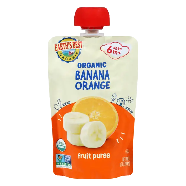 Organic Banana Orange Fruit Puree 6m+