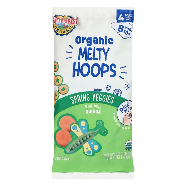Organic Melty Hoops Spring Veggies Puffed Corn Snack - 4 ct